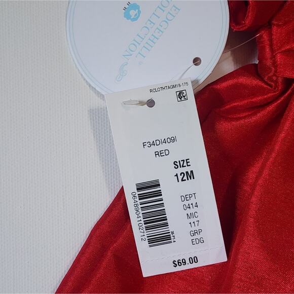 Edgehill Collection Red Taffetta Dress Baby Girl Size 12 Months NWT - Picture 6 of 6
